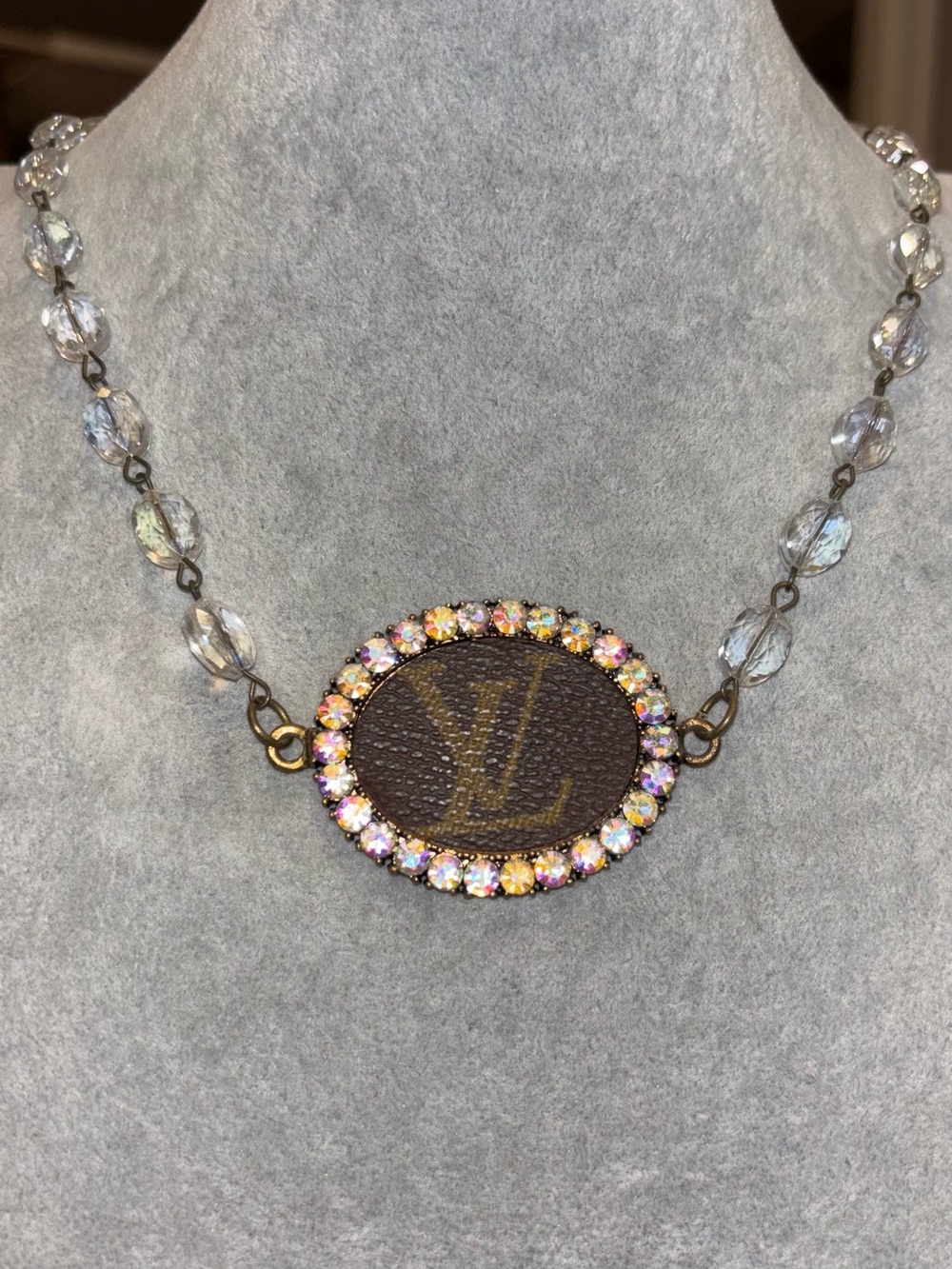 Upcycled Logo pendant Crystal-Trim Necklace